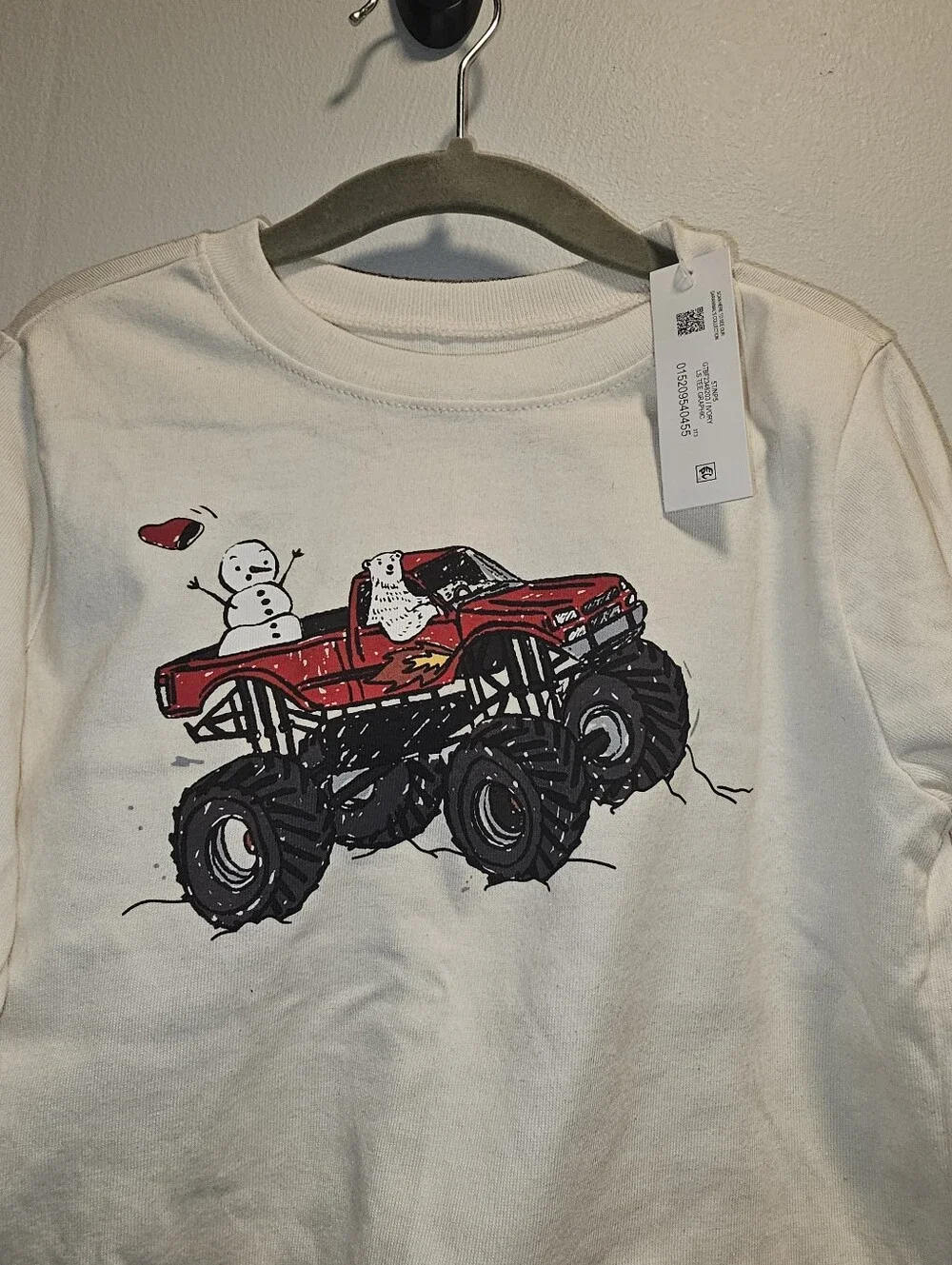 NWT | 5T | Garanimals | Ivory Winter Monster Truck Long Sleeve Graphic Tee